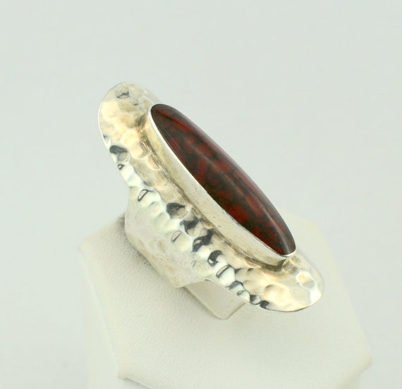 Unusual Vintage Stone Cabochon In A Long Hand Ham… - image 3