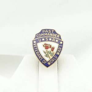 Sammlerstück Vergangenheit Kommandant Veteranen des Ersten Weltkriegs Vintage Gold Platte und Emaille Kupplung zurück Krawatte Anstecknadel kostenloser Versand!  #COMMANDER-PN1