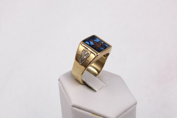 Vintage Blue Lab Created Spinel In A 14K Yellow G… - image 5