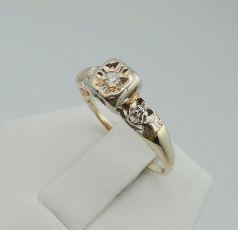 Classic 1940's Diamond Promise 14K Gold Ring Size 6 3/4 - Etsy