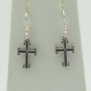 Beautiful Vintage Sterling Silver Cross Dangle Earrings FREE SHIPPING #CROSS-ERG24