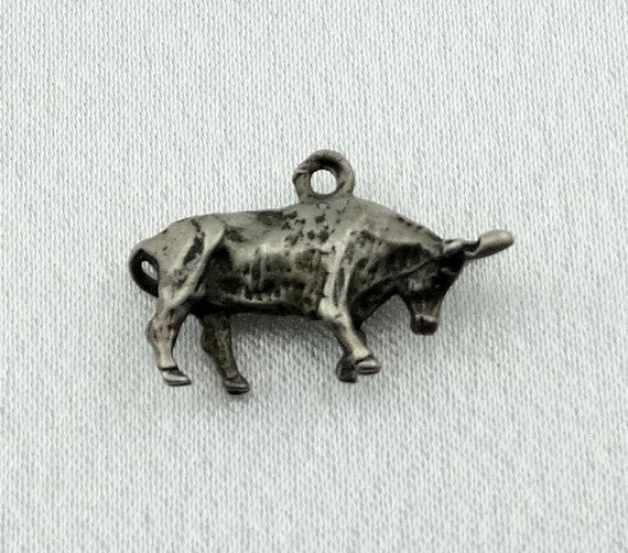 Charme Taureau Vintage En Argent Sterling 925 - 6,9g, 2,5cm, Occasion Bon état