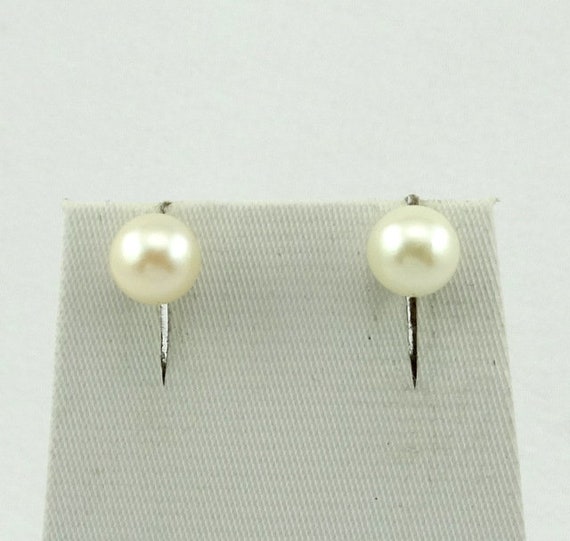 Classy 6.5 mm Pearl 14K Yellow Gold Push Back Stu… - image 1