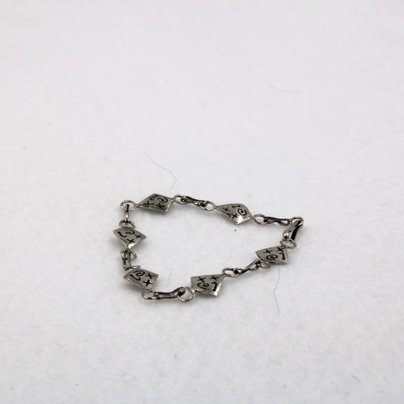 Unique Sterling Silver Stamped Doodle Link Bracel… - image 1
