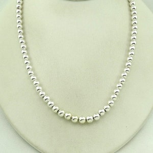 18 Inch Hand Made 6 mm Hollow Ball Bead Sterling Silver Necklace FREE SHIPPING! #R186M-BN2