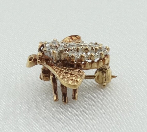 Dazzling 14K Yellow Gold Bee Brooch With Fine Dia… - image 3