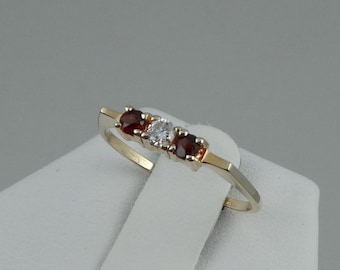 Dainty Diamond and Ruby 14K Yellow Gold Band Size 5 1/2 FREE SHIPPING! #DDR14GB-GR1