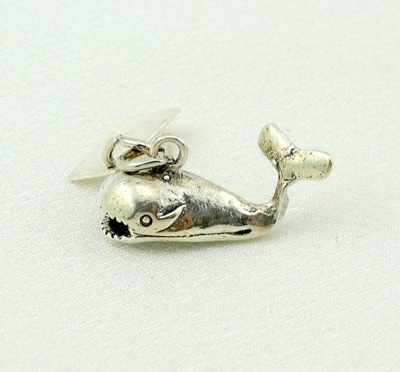 Whale Sea World Vintage Sterling Silver Charm FRE… - image 1