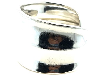 Large 1 1/2 Inch Wide Vintage Sterling Silver Cuff Bracelet Smooth Burnished Surface #WIDE-ELP1