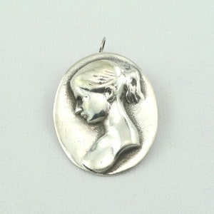 Unique Vintage Hand Made Sterling Silver Profile Of A Woman Brooch/Pendant FREE SHIPPING! #PROFILE-BR10