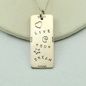 Live Your Dream...Vintage Sterling Silver Quote Pendant FREE SHIPPING! 18&quot; Sterling Silver Chain Included! #LYD-SPC22