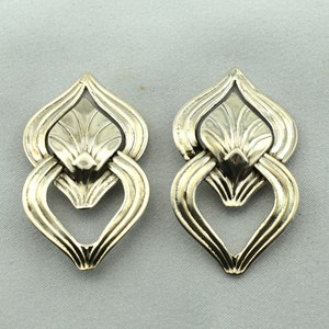 Large Decorative Vintage Hand Made Sterling Silver Clip On Earrings FREE SHIPPING! #O2XCLP-ERG19