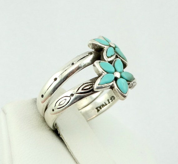 Lovely Vintage Sterling Silver and Turquoise Flow… - image 5