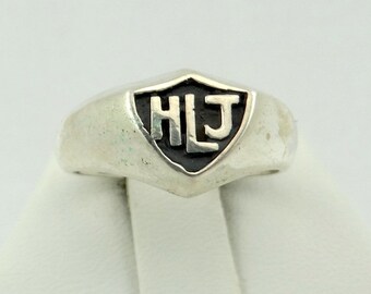 Vintage Español Idioma Plata Ley CTR Anillo Tamaño 7 1/4 -