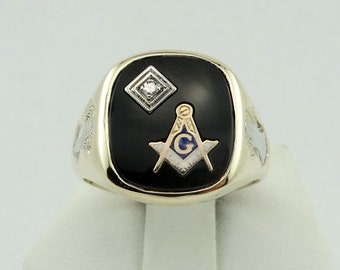 Vintage 10K Solid Yellow Gold Black Onyx Murchison Newark