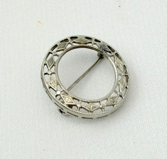 Delicate Vintage Sterling Silver Circle Brooch FR… - image 3