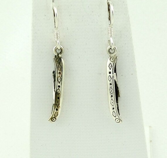 Vintage Sterling Silver Canoe Earrings Free Shippi