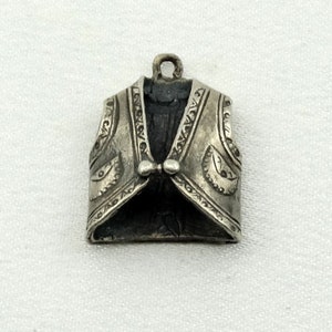 Vest Vintage Solid Sterling Charm FREE SHIPPING VEST-CM6 image 1