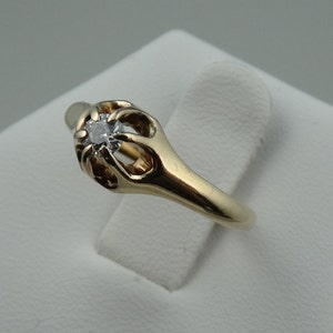 Edwardian Early 1900&#39;s Classic 14K Yellow Gold Diamond Solitaire Engagement Ring Size 5 1/2 FREE Shipping! #GEDDIER-GR1