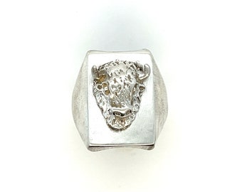 Buffalo Gals Won't you Come Out Tonight?? Unique Hand Made Buffalo Sterling Silver Ring FREE SHIPPING! Size 9 3/4 #BUFFALO-NAR3