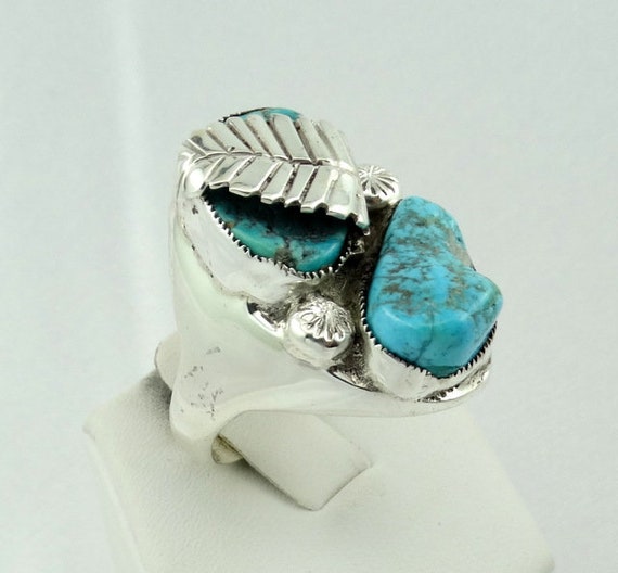 Substantial Solid Sterling Silver and Turquoise N… - image 3