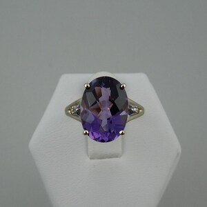 Vintage 5 1/3 Carat Checkerboard Cut Amethyst and Diamonds in a 10K ...