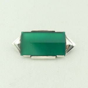 Mooie art-deco grote gefacetteerde chrysopraas op een sterlingzilveren vintage Duitse broche GRATIS VERZENDING! #CHRYSOCOLLA-BR9