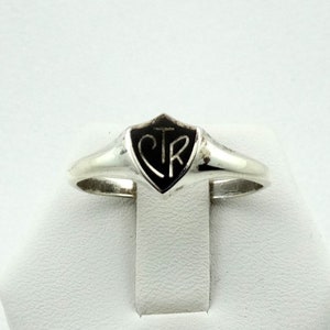 Vintage CTR Solid Sterling Silver and Black Enamel Signet Ring FREE SHIPPING! Size 10 1/2 #BK10.5-L2