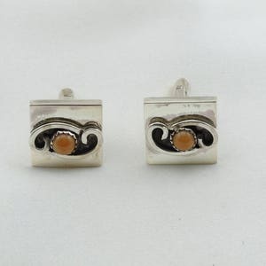 Vintage Coral Sterling Silver Cufflinks FREE SHIPPING  #CORAL-CL1