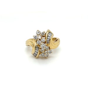 Brillante anello a grappolo di diamanti in oro giallo 14k misura 4,75 SPEDIZIONE GRATUITA! #CLSB-GR9