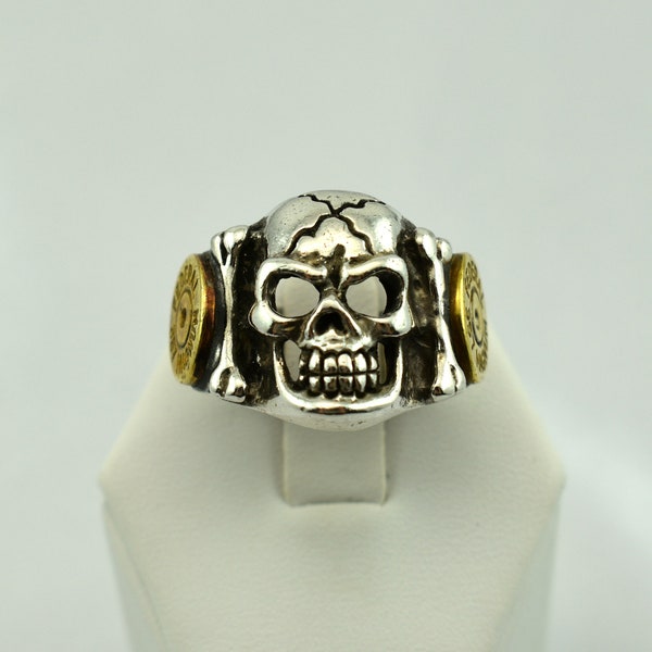 Unique Vintage Skull With Bullet Ends On A Sterling Silver Ring FREE SHIPPING! Size 9 1/4 #357MAG-SR6