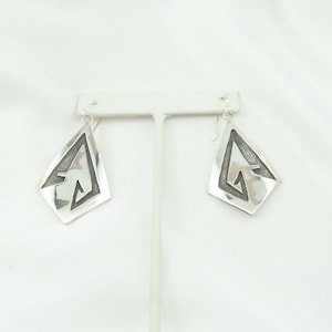 Vintage Grande Alto Rilievo Hallmarked 'FO" Sterling Silver Dangle Orecchini SPEDIZIONE GRATUITA! #6FO-ERG6