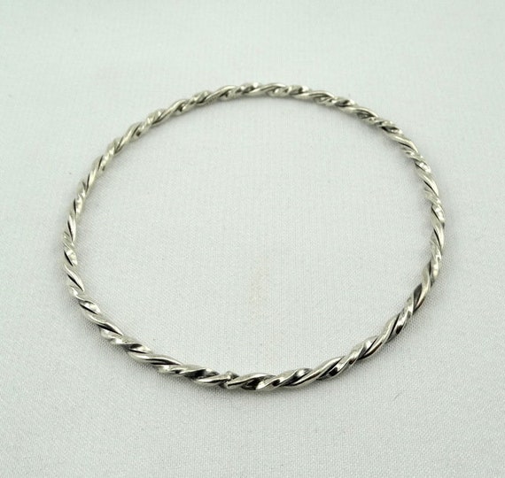 Twisted Thin Solid Sterling Silver Vintage Bangle… - image 4