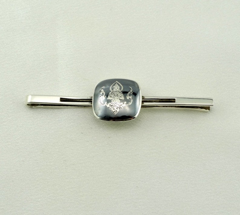 Rare Vintage Siam Sterling Silver and Black Enamel Tie Clip FREE Rare Vintage Siam Sterling Silver and Black Enamel Tie Clip FREE