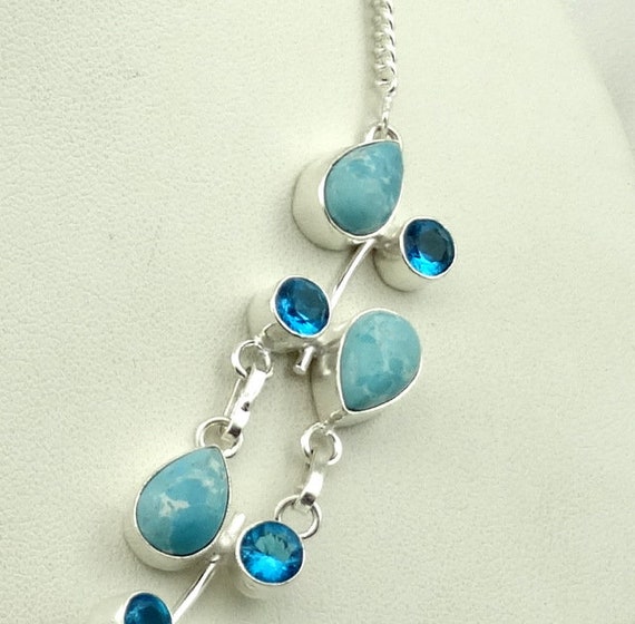 Beautiful Vintage Light Blue Larimar and Blue Top… - image 3