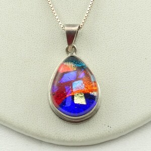 Beautiful Abstract Hand Made Foiled Glass and Sterling Silver Pendant FREE SHIPPING! 18&quot; Sterling Silver Chain Included! #ABSTRACT-SPC5