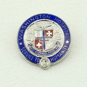 Washington Hospital Service to Humanity 10 Year Service Pin Vintage Enamel On Sterling Silver FREE SHIPPING! #HOSPITAL-PN1