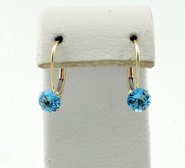 Blue Topaz Earrings 14k Gold - Etsy