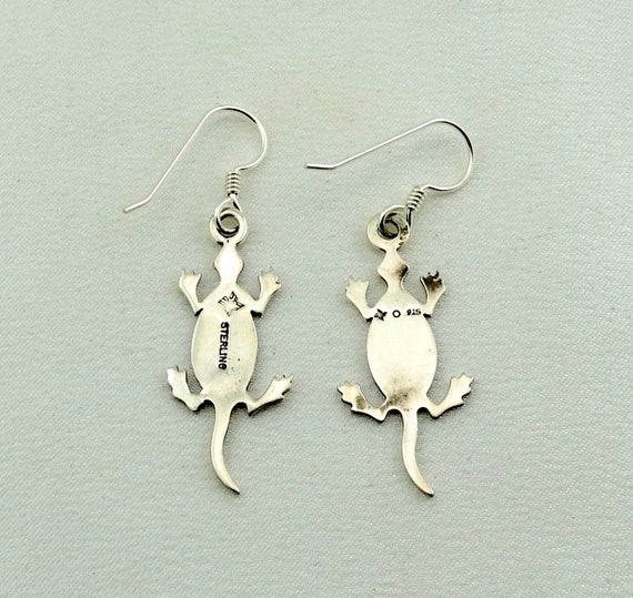 Hopi Lizard Vintage Sterling Silver Earrings Free… - image 4