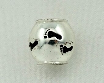 Foot Print Pandora Vintage Charm In Solid Sterling Silver FREE SHIPPING! #FPRI-CM9
