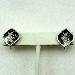 Vintage Thai Enamel and Sterling Silver Screw Back Earrings FREE SHIPPING! #THAI-ERG3