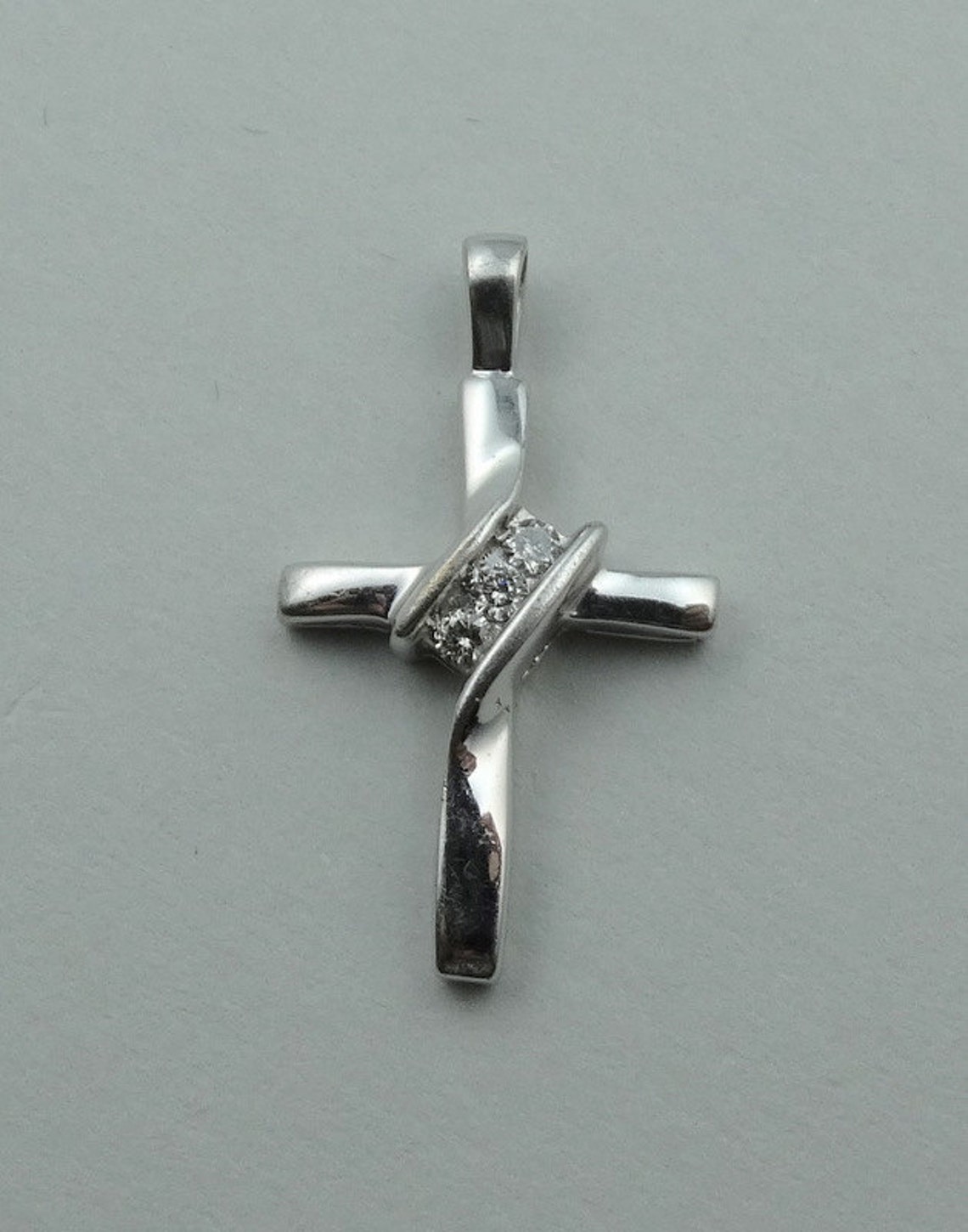 Simple Classic 14K White Gold draped Cross With - Etsy