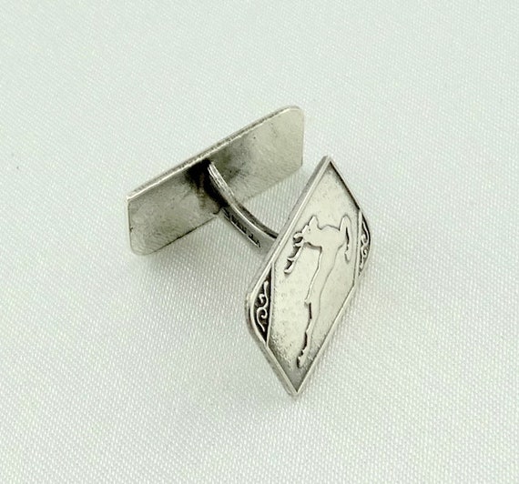 Unique Vintage Solid Sterling Silver Deer Cufflin… - image 4
