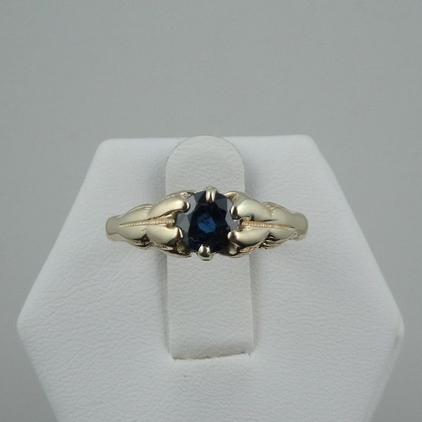 Vintage 1940's Era 14K Yellow Gold and .70 Carat Natural Sapphire Ring Size 6 1/4 FREE SHIPPING! #RBS70-GR3