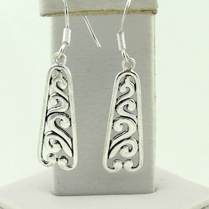 Long Art Deco Inspired Decorative Sterling Silver Dangle Earrings FREE SHIPPING! #DECO925-ERG3