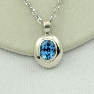 Stunning Blue Topaz and Sterling Silver Pendant FREE SHIPPING 20&quot; Sterling Silver Chain Included!  #BTOPAZ-SPC19