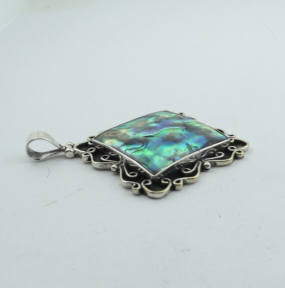 Gorgeous Shining Abalone Shell Set In Solid Sterl… - image 4