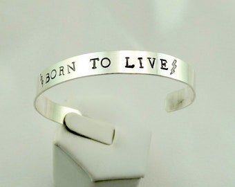 Zitat Armband "Born to Live" Sterling Silber Manschette Armband kostenloser Versand! #LIVE-CF7