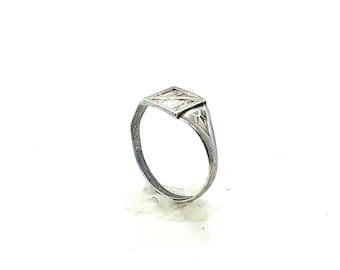 Square Top Unique Design Adjustable Sterling Silver Signet Ring Size 10 1/4  FREE SHIPPING! #SRUQD-SR2