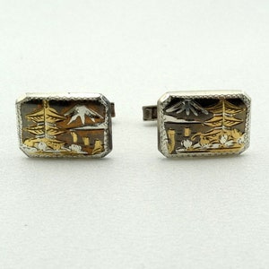 Vintage Japanese Cloisonne Sterling Silver Cufflinks. FREE SHIPPING! #JAPAN-CL1